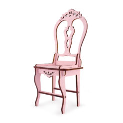 różowy ażurowy fotel bez podłokietników
